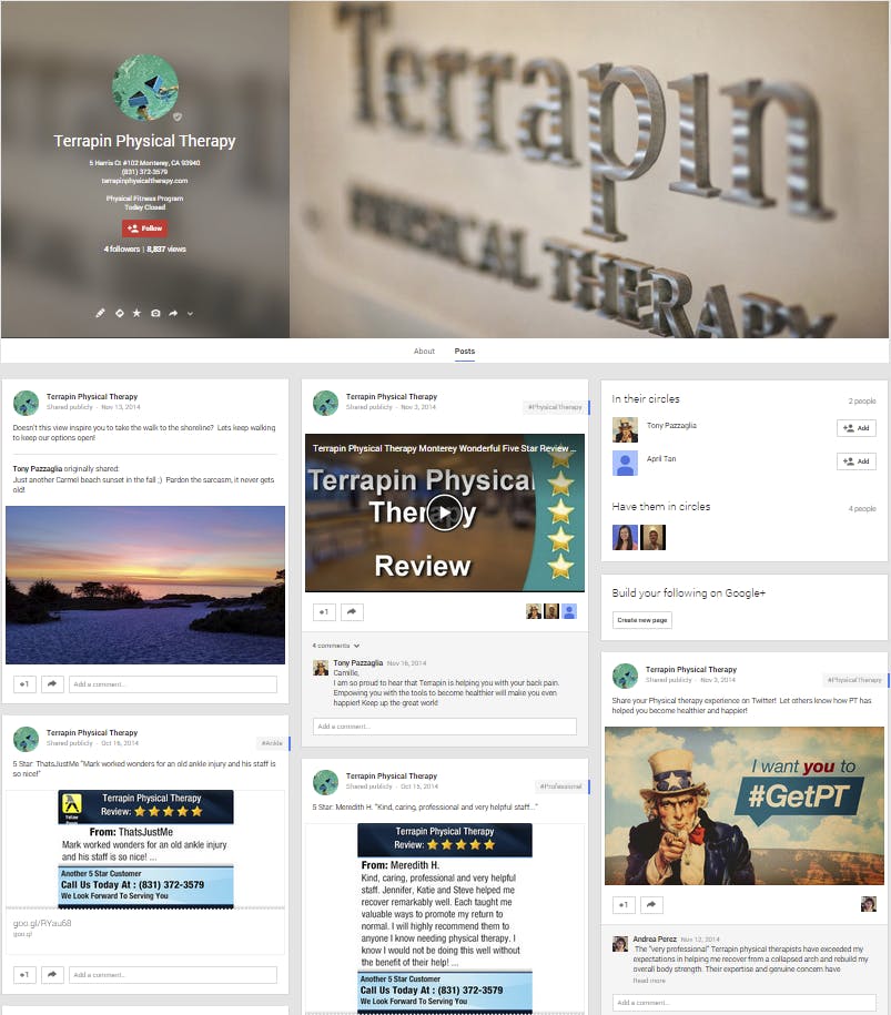 Google Plus Page for Physical Therapy Marketing