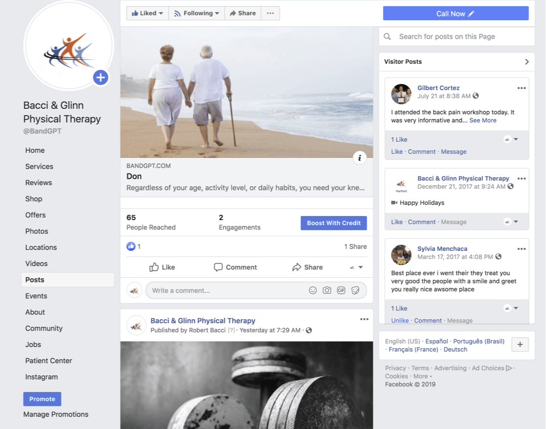 physical therapy facebook marketing
