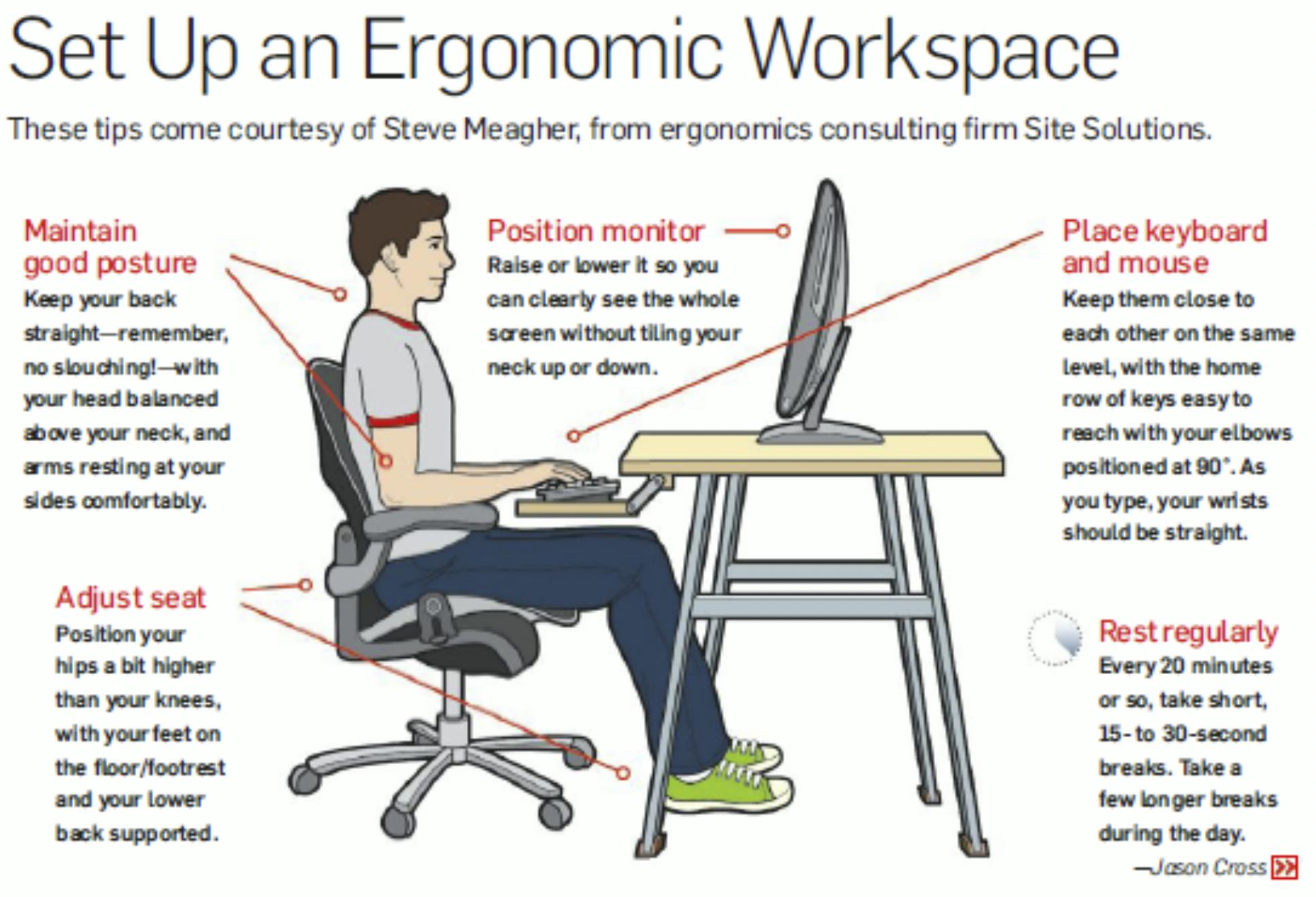 setting up an ergonomic workspace
