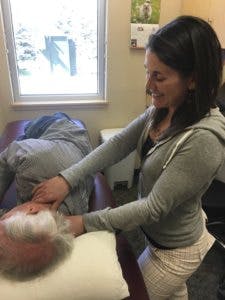 Carmen, our 2017 Regis University DPT student, refining her manual therapy skills in Durango CO | Tomsic Physical Therapy