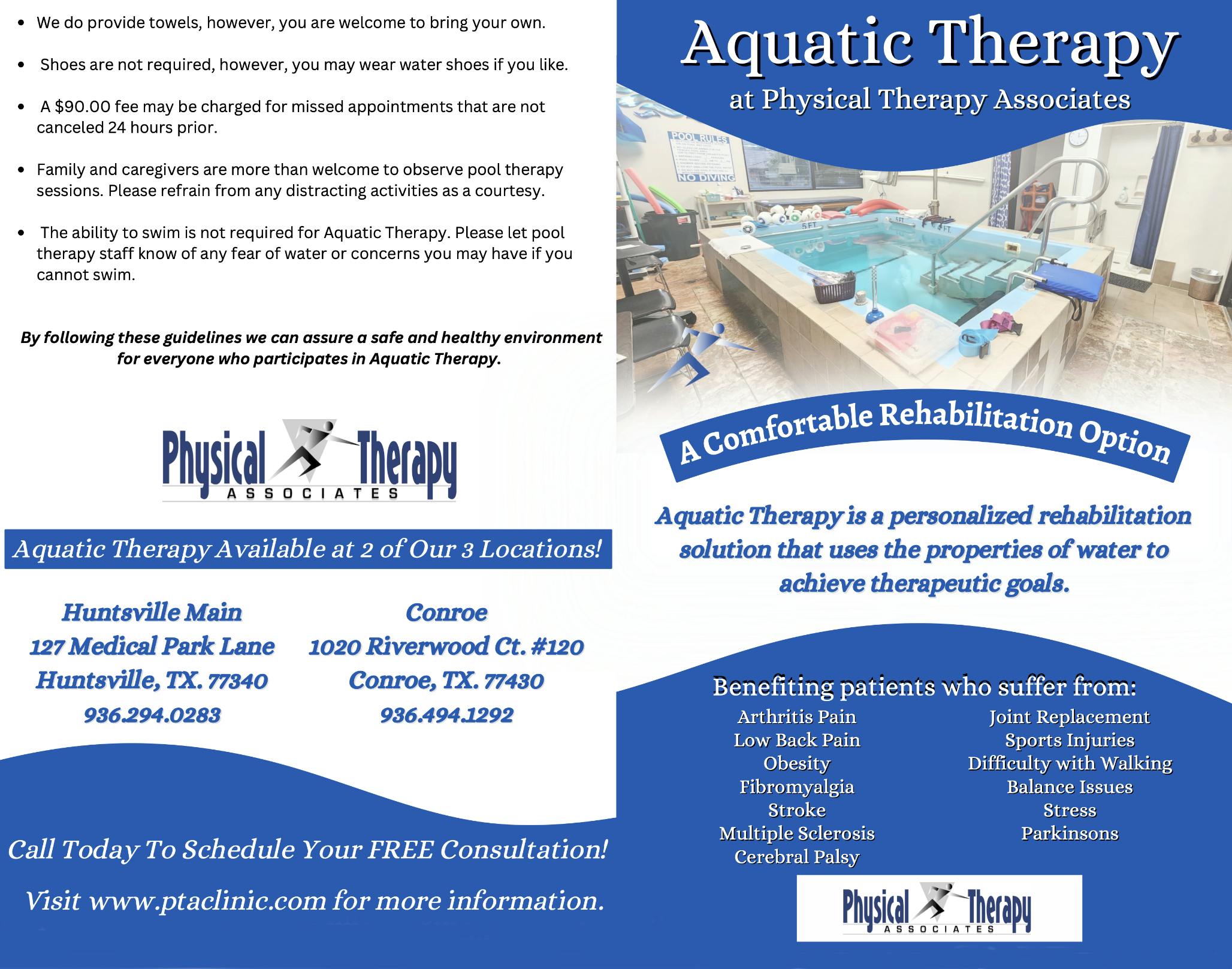 Aquatic Therapy Physical Therapy Associates Huntsville and