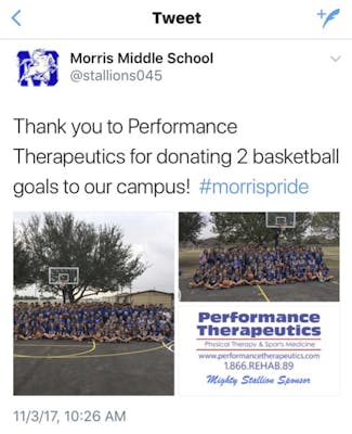 Morris Middle School Basketball Hoop Donation Event